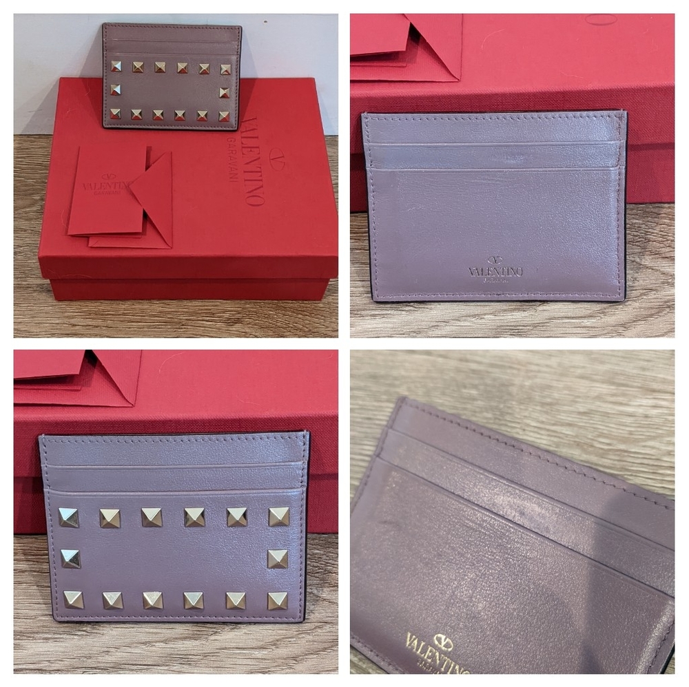 Valentino Garavani Rockstar Grainy Calfskin Cardholder